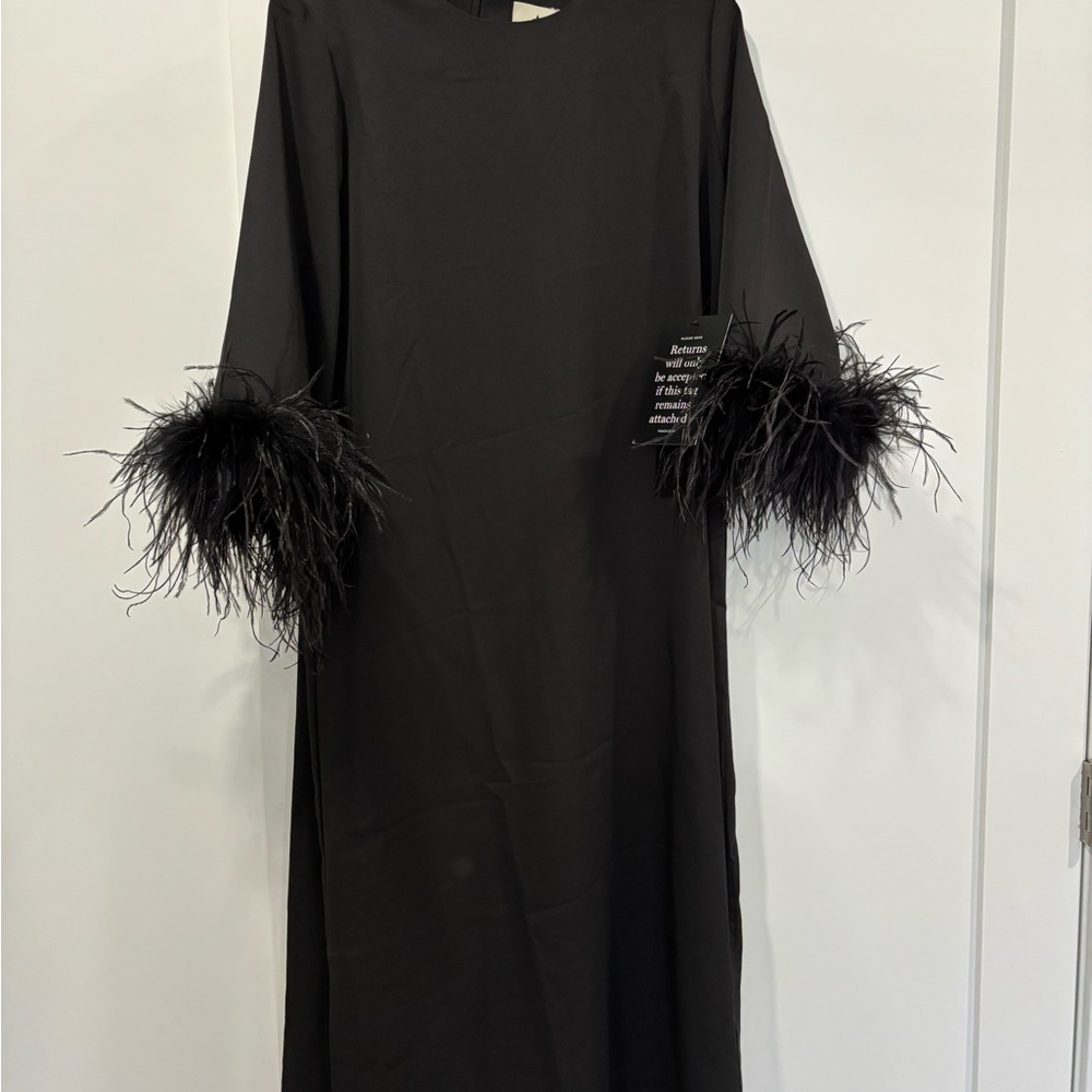 Tuckernuck Black Feather Cuff Midi Dress